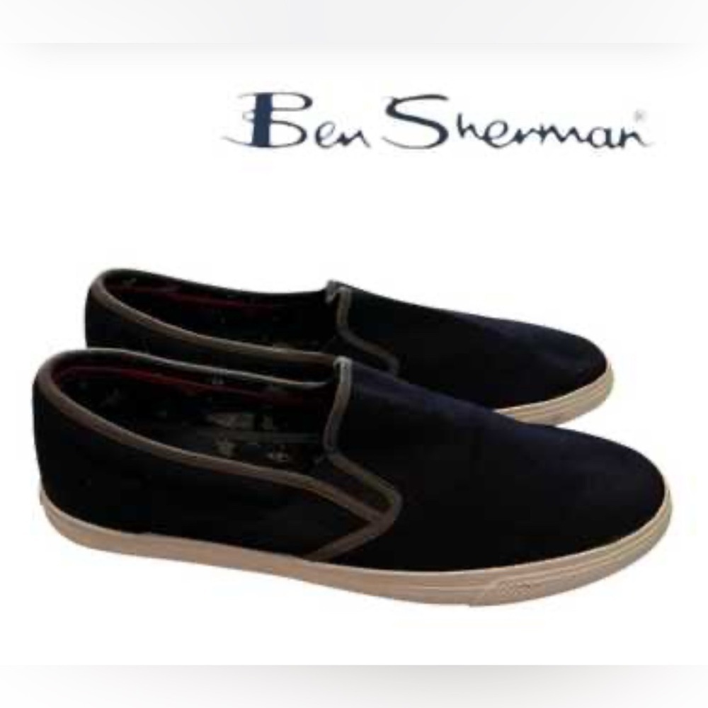 Ben Sherman Percy Black Canvas Slip On Sneakers Shoes